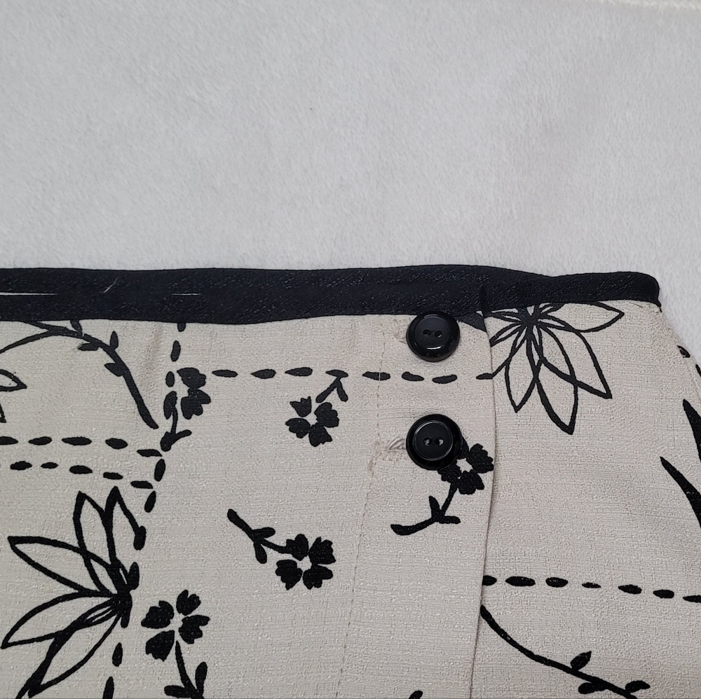 Vintage Studio C Beige Black Patchwork Floral High Rise Midi Wrap Skirt 12 - Picture 7 of 13
